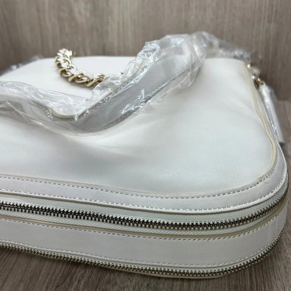 G.I.L.I Womens Handbag Leather Zip-Around Hobo Sling Crossbody Bag Ivory - Picture 5 of 10